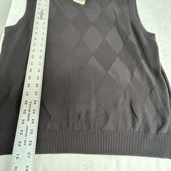 Tricots St Raphael Mens V-Neck Argyle Sweater Vest XL Black Cotton Pullover New - Picture 8 of 8
